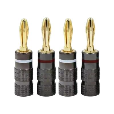 4Pcs Professional 4mm Banana Plug Gold Plated Insert Connector Banana Pin Model Binding Post Connector with Screw Lock
