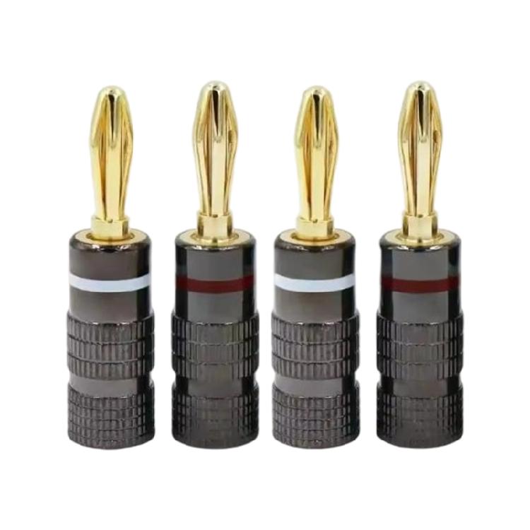 

4Pcs Professional 4mm Banana Plug Gold Plated Insert Connector Banana Pin Model Binding Post Connector with Screw Lock 1