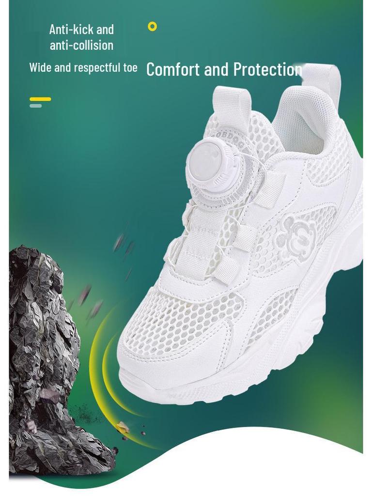 Babu Dou Kids' Breathable White Mesh Sports Shoes