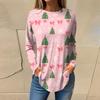 Tee Shirts For Women Casual Round Neck Long Sleeve Shirts Christmas Printing Top Pullover