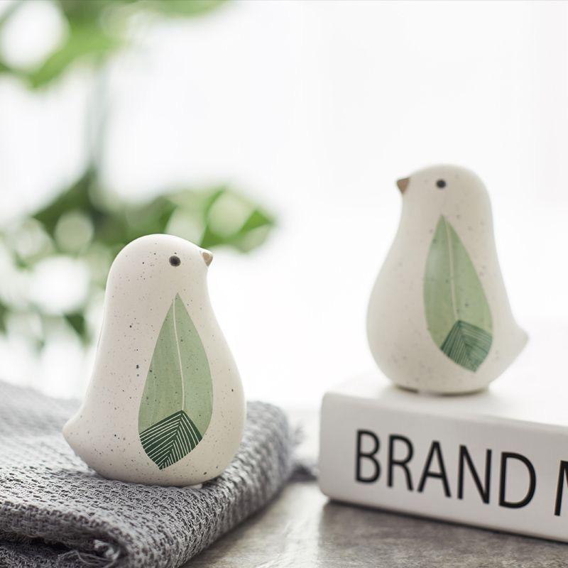 Nordic Ceramic Bird Figurine – Minimalist Living Room Decor Ornament