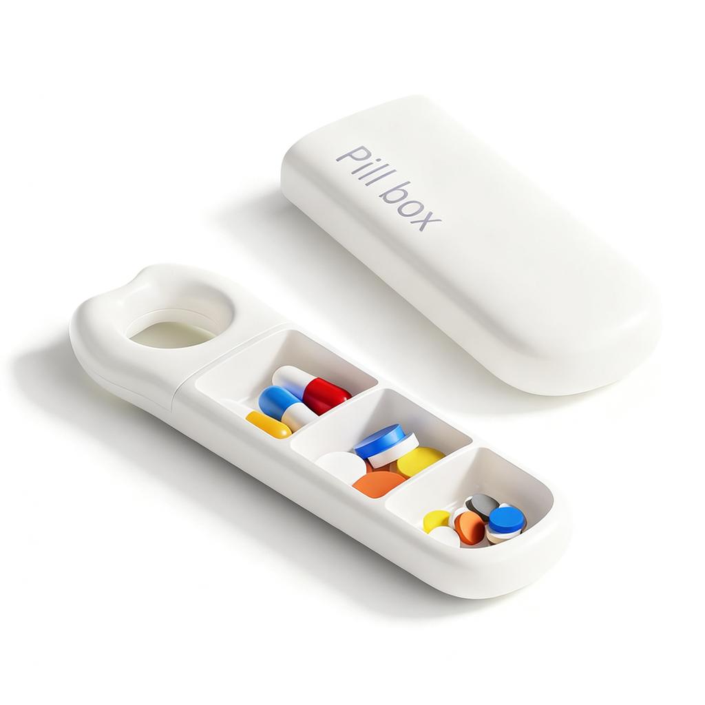 3 Compartment Portable Pill Box Mini Travel Medicine Organizer With Sealed Cover for Vitamin Daily Medication Storage