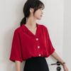 Suit V-neck Chiffon White Shirt Female Short-sleeved Summer Loose Professional Temperament Design Sense Five-minute Sleeve Shirt