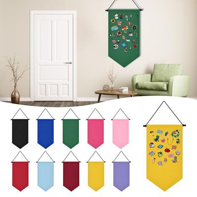 Triangle Flag Wall Hanging Canvas Banner Hanging Brooch Pin Display Durable Multifunctional Badge Storage Pin Display Pennant