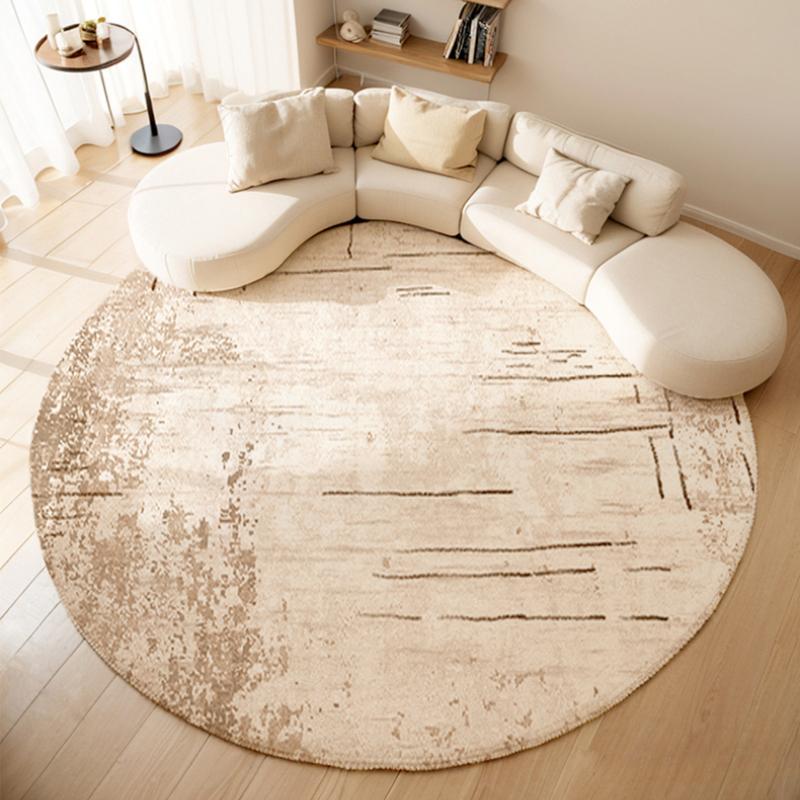 Cream Style Bedroom Decor Round Carpet Light Luxury Carpets for Living Room Anti-slip Lounge Plush Floor Mat Home Thick Soft Rug
