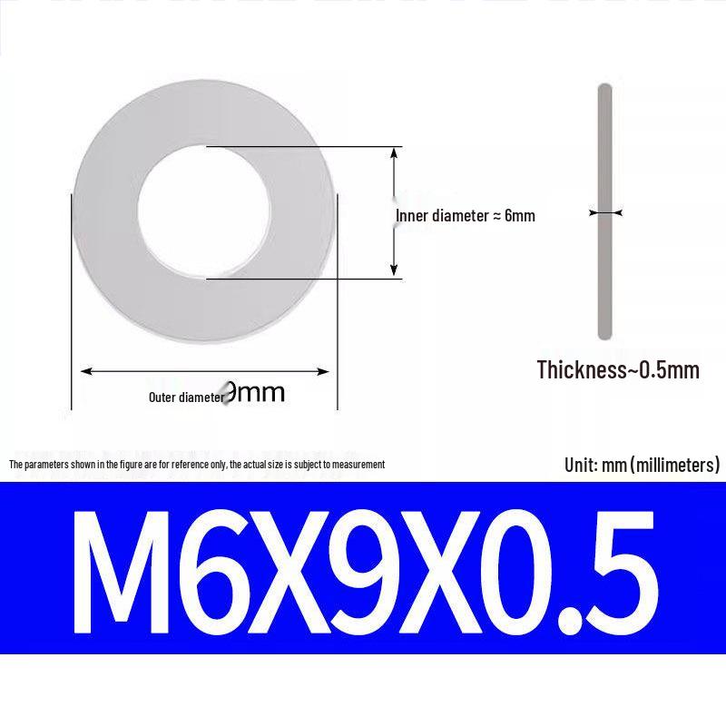 304 Stainless Steel Ultra-Thin Flat Washer, Thickness: 0.1/0.2/0.3/0.4/0.5 Mm, Sizes M1-M8