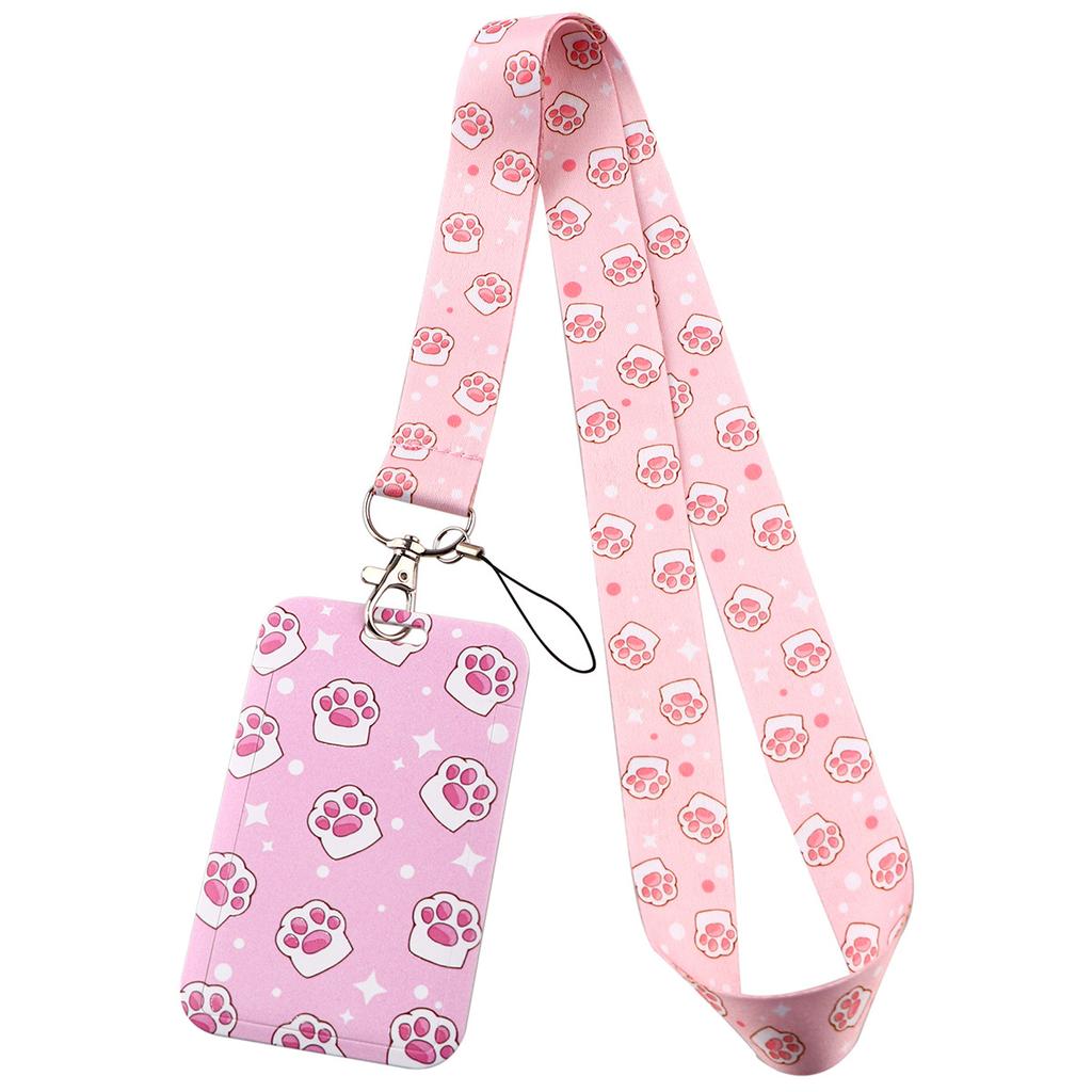 Estuche deslizante de dibujos animados Kawaii, etiqueta de identificación, funda para permiso de trabajo, funda con estampado de oso y conejo, soporte para tarjeta con nombre de permiso de trabajo