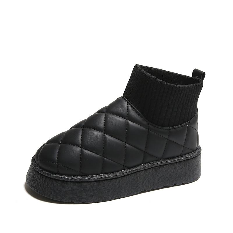 Women's Plus Size High Top Snow Boots Casual Short Tube Sponge Cake Thick Soled Fleece Fur Cotton Boot Shoes 36-41