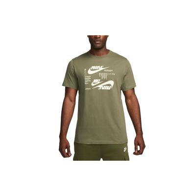 Simplified Letter Logo Print Casual Crew Neck Short Sleeve T-Shirt Men Tops Medium-Olive-Green DR7816-222