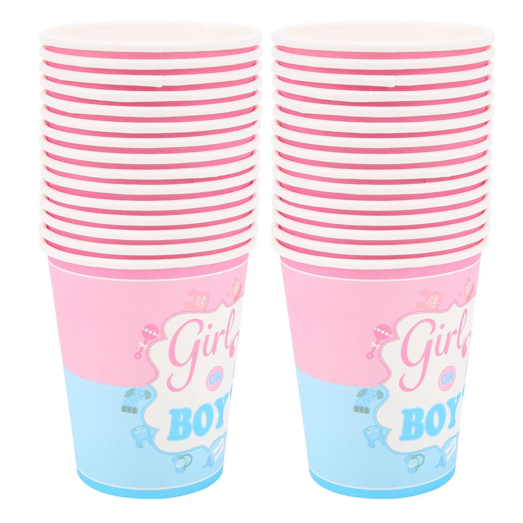 30 Pcs Paper Cups 2 Packs Girl Boy Festive Birthday Accessories for Baby Party Decoration