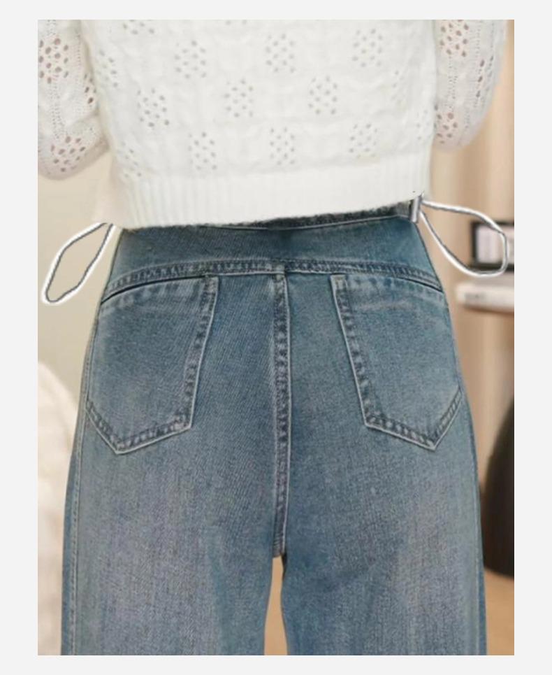 High-Waisted Maternity Wide-Leg Jeans - Drawstring, Floor-Length, Slimming, 2026 Spring/Summer Collection
