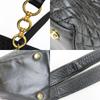 Used BALLY Tote Bag quilting leather black Chain