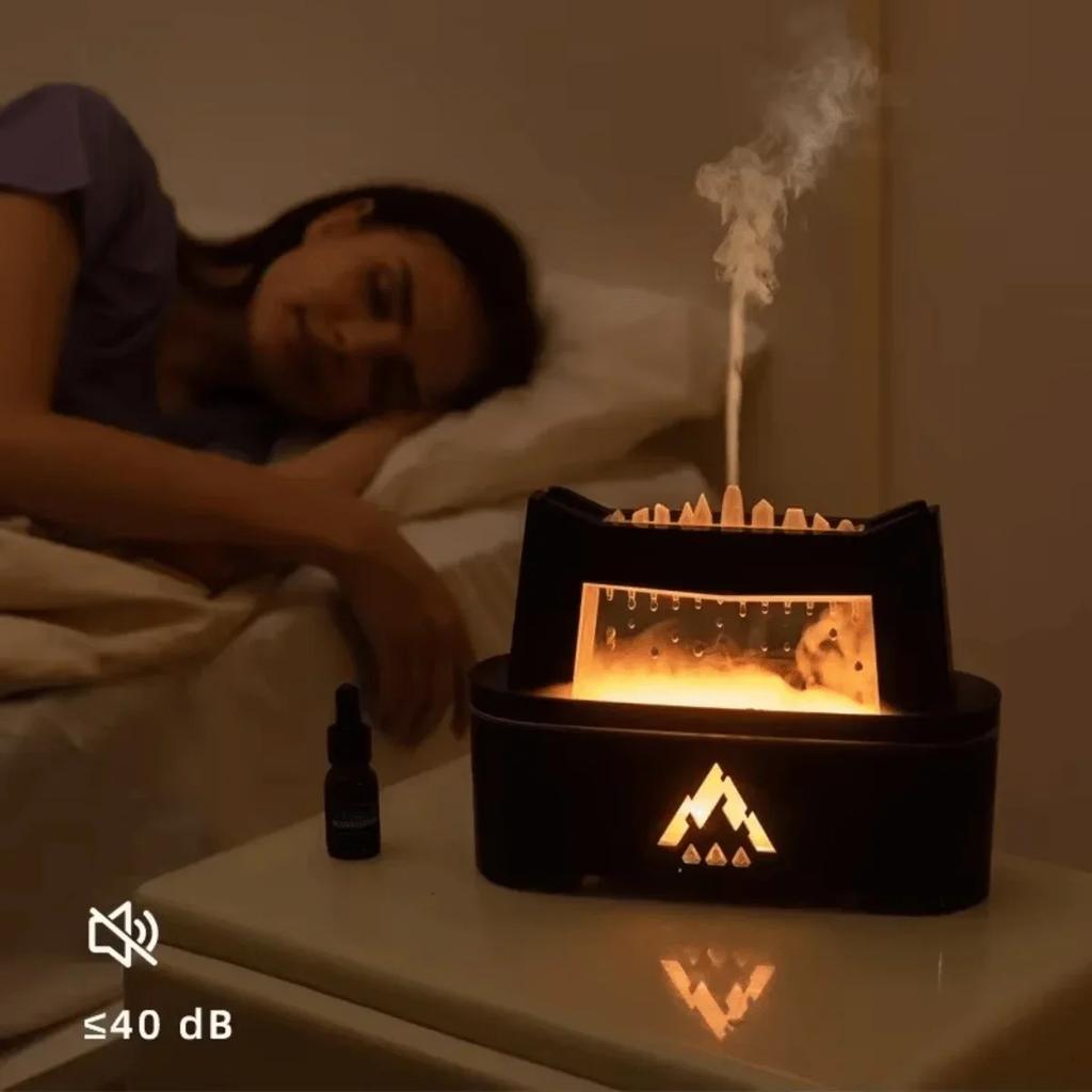 Water Droplet Rain Sound Aromatherapy Diffusion Humidifier, 300ML Flame Diffuser Suitable for Bedrooms, Yoga Studios Provide So