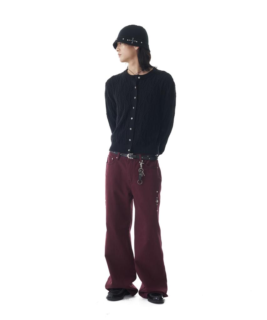 Aakam Sun Button Pattern Cardigan (Black)