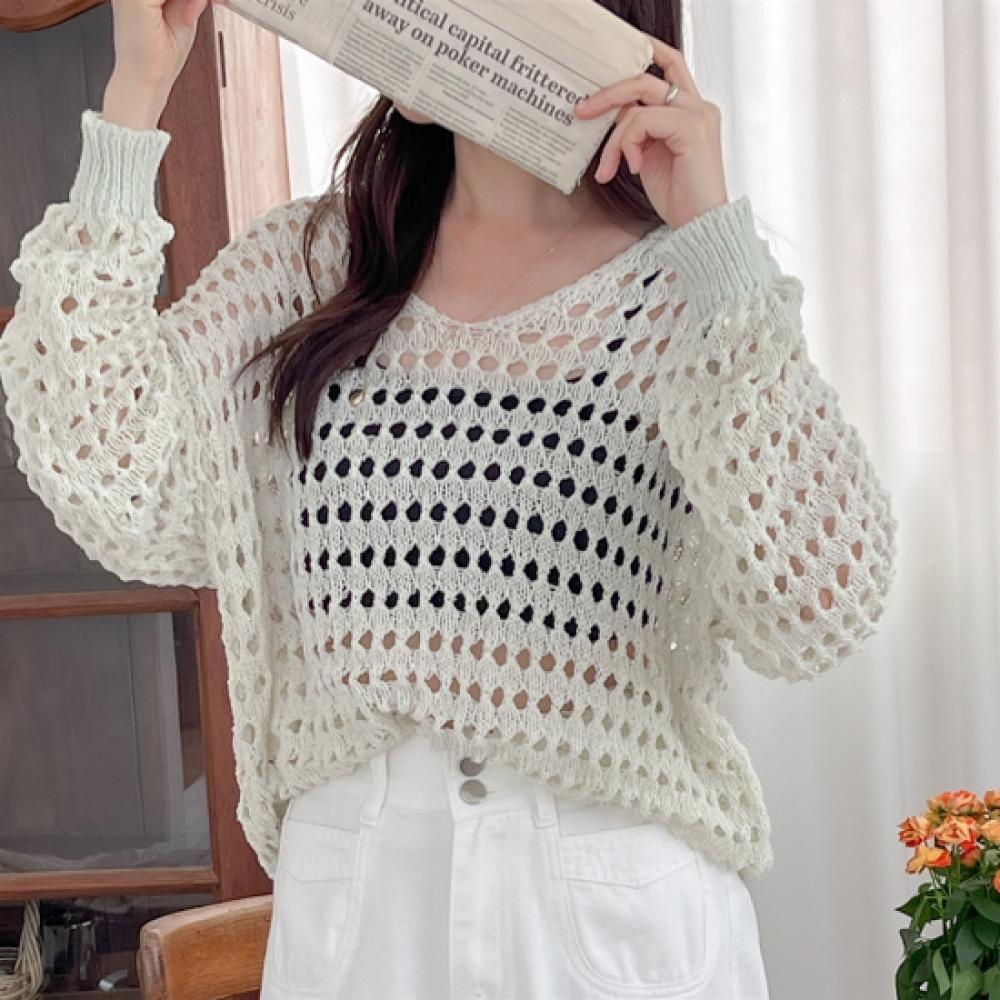 New ArriVals Open Run Women Vacation V Neck Loose Knit coVer Up