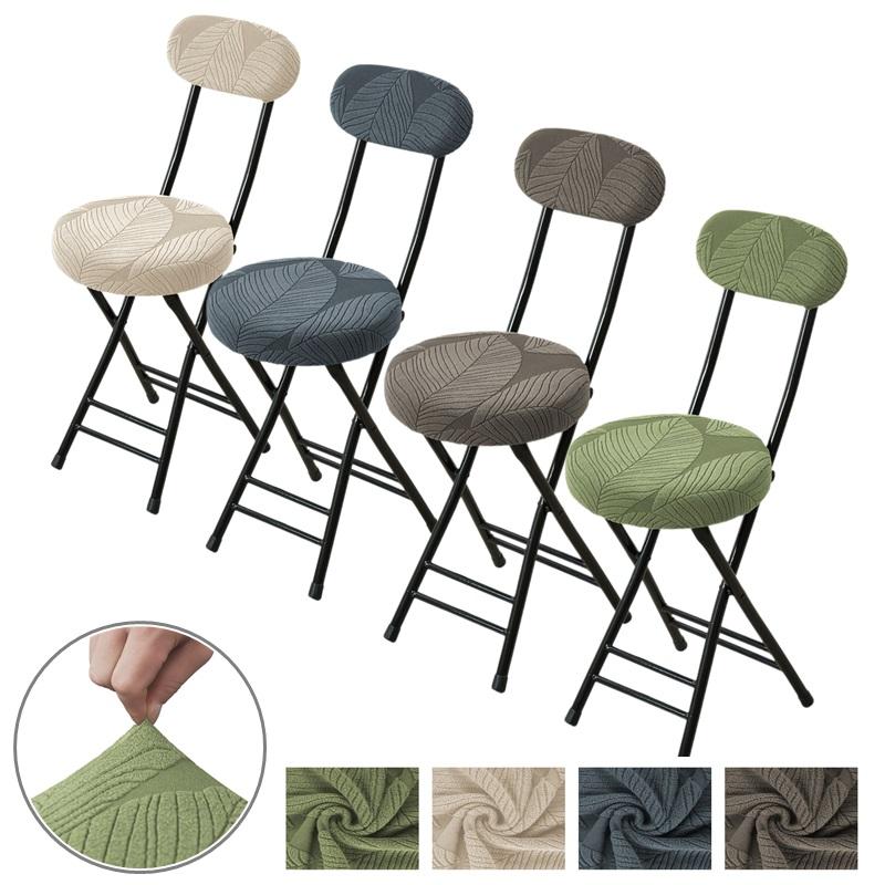1/2 sets Opvouwbare Ronde Krukhoes Eetkamerstoelhoes voor Kantoor Huishouden Rugleuning Stoelhoezen Effen Kleur Slipcover
