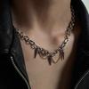 Punk Metal Kegelförmiger Anhänger Halskette für Damen Minimalistisch Gotisch Silberfarbe Weidennagel Quaste Kette Schlüsselbein Kette Schmuck