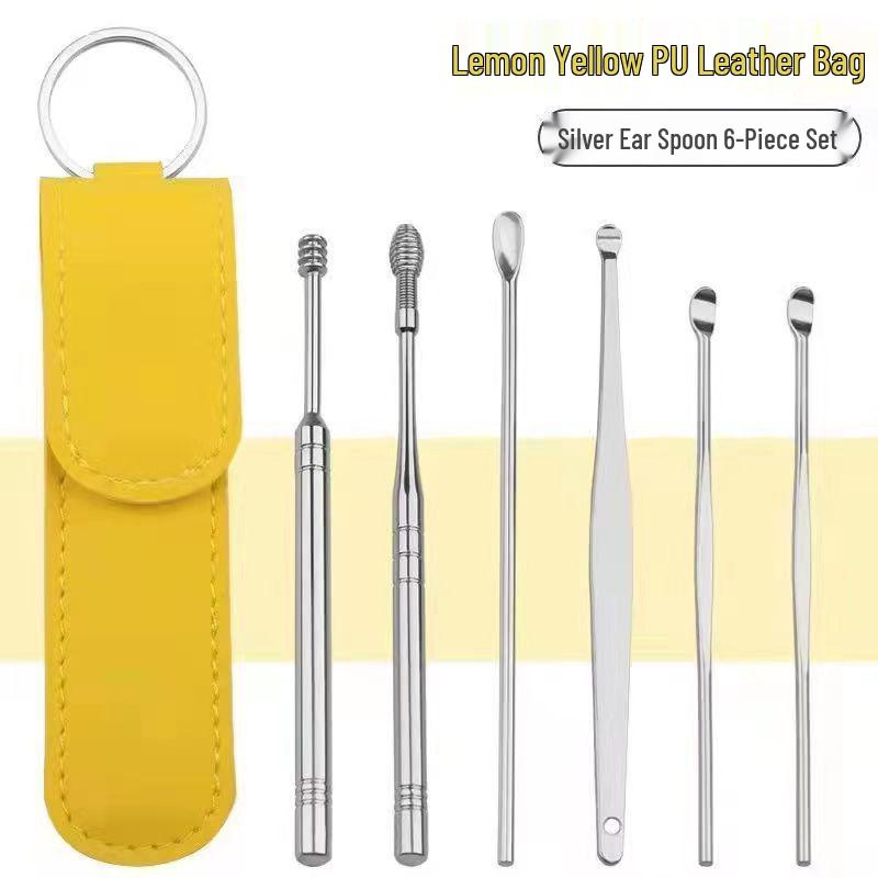 6-Piece Stainless Steel Ear Cleaning Tool Set for Adults and Children