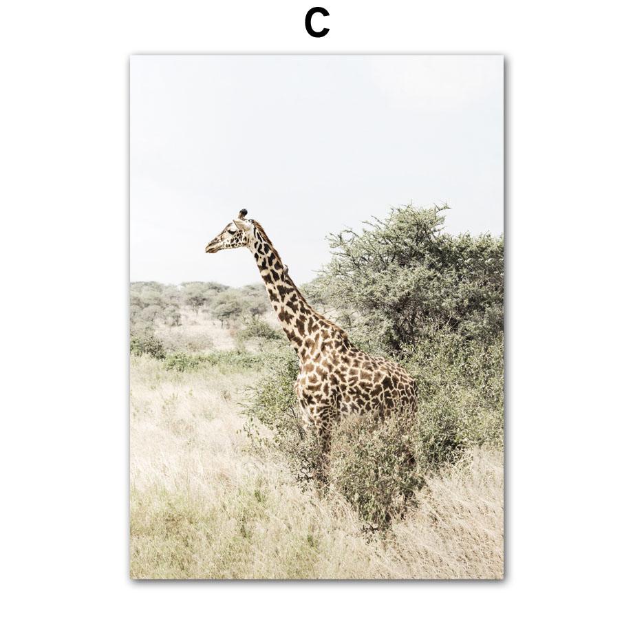 Green African Savannah Wild Animal Wall Art Canvas Painting Photo Posters And Prints Wall Pictures For Living Room Home Decor