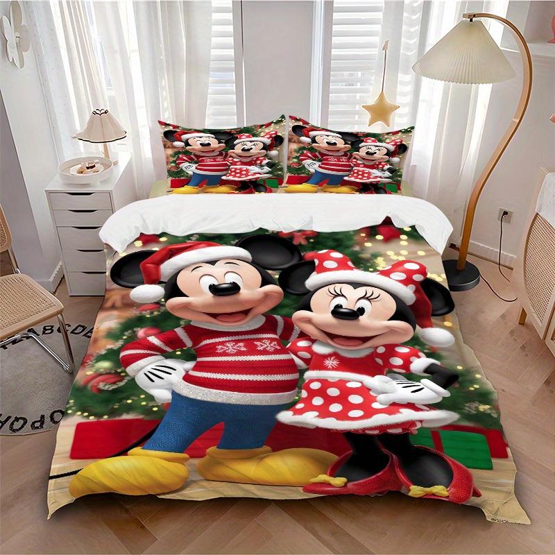 

3pcs set Christmas, Mickey, Minnie Bedding Set with Duvet Cover+Pillowcases, All-Season Polyester, Zipper Closure52 135x200cm