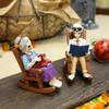 2 Piece Gothic Skeleton Couple Sitting In Rocking Chair With Book Figurine Sculpture Horror Home Decors Resins Ornaments