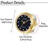 Ring Watch Women's Free Size 3ATM Waterproof Ring Watch Arabic Numerals Analog Cute Gold Black Women's Fashion Accessory Package includes Ring Watch