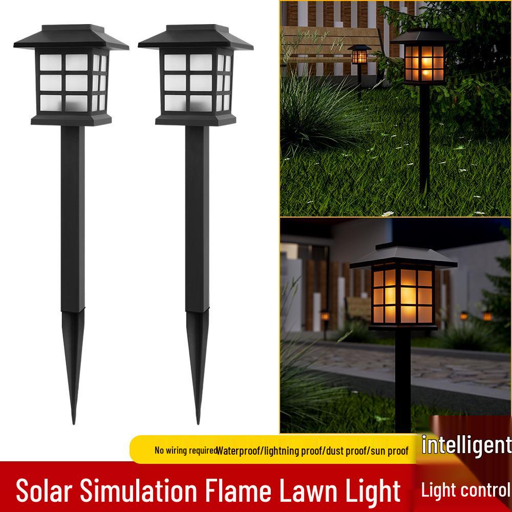 Waterproof LED Flame Solar Lawn Lamp for Garden Pathway and Courtyard Decor