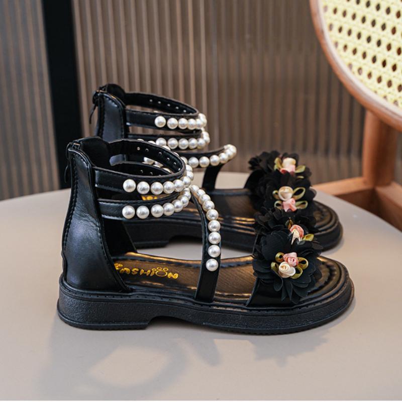 

Девочковые сандалии, модные туфли принцессы, детские туфли с открытым носком, студенческие римские сандалии 29