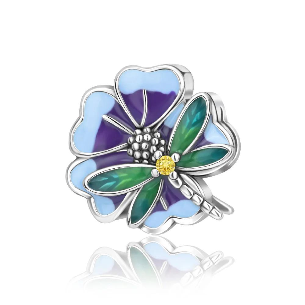 copper Romantic Flower Charm Bead Charms Bloom Rose Pendants Bead Charms fit Authentic Bracelets Necklaces Do It Yourself Jewellery Gift for Women