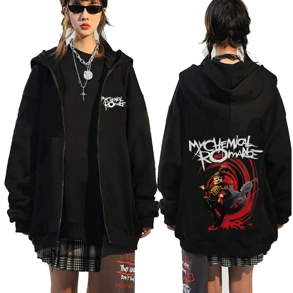 

Толстовка з капюшоном My Chemical Romance Mcr Dead на блискавці Black Parade Punk Emo Rock Толстовка на блискавці Чоловіча мода Вінтажні толстовки в стилі хіп-хоп L