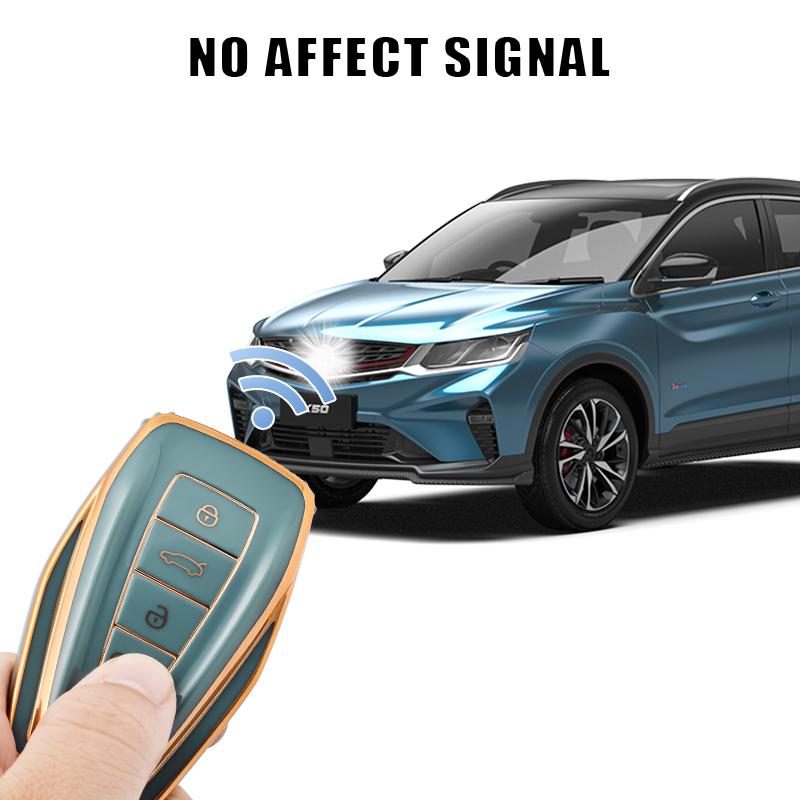 Soft TPU Car Key Case Fob Protector for Geely Coolray X6 X7 EX7 2024 Geometry C Emgrand UV GT GC9 Starray Accessories Keychain