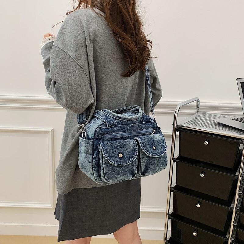 Vintage Denim Women's Bag Large Capacity Stitching Tote Women's Bag