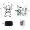Lampe LED Illusion 3D - Stitch - Télécommande RVB 16 Couleurs - Veilleuse De Bureau - Acrylique