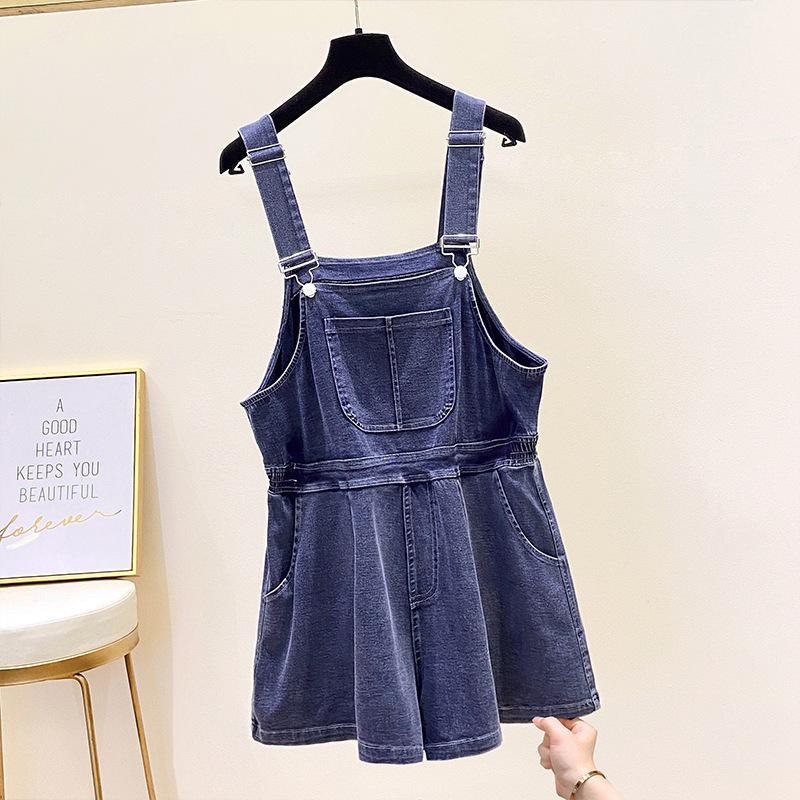 

Летний женский комбинезон больших размеров с открытой спиной, брюки с высокой талией, повседневные широкие шорты 8XL синий