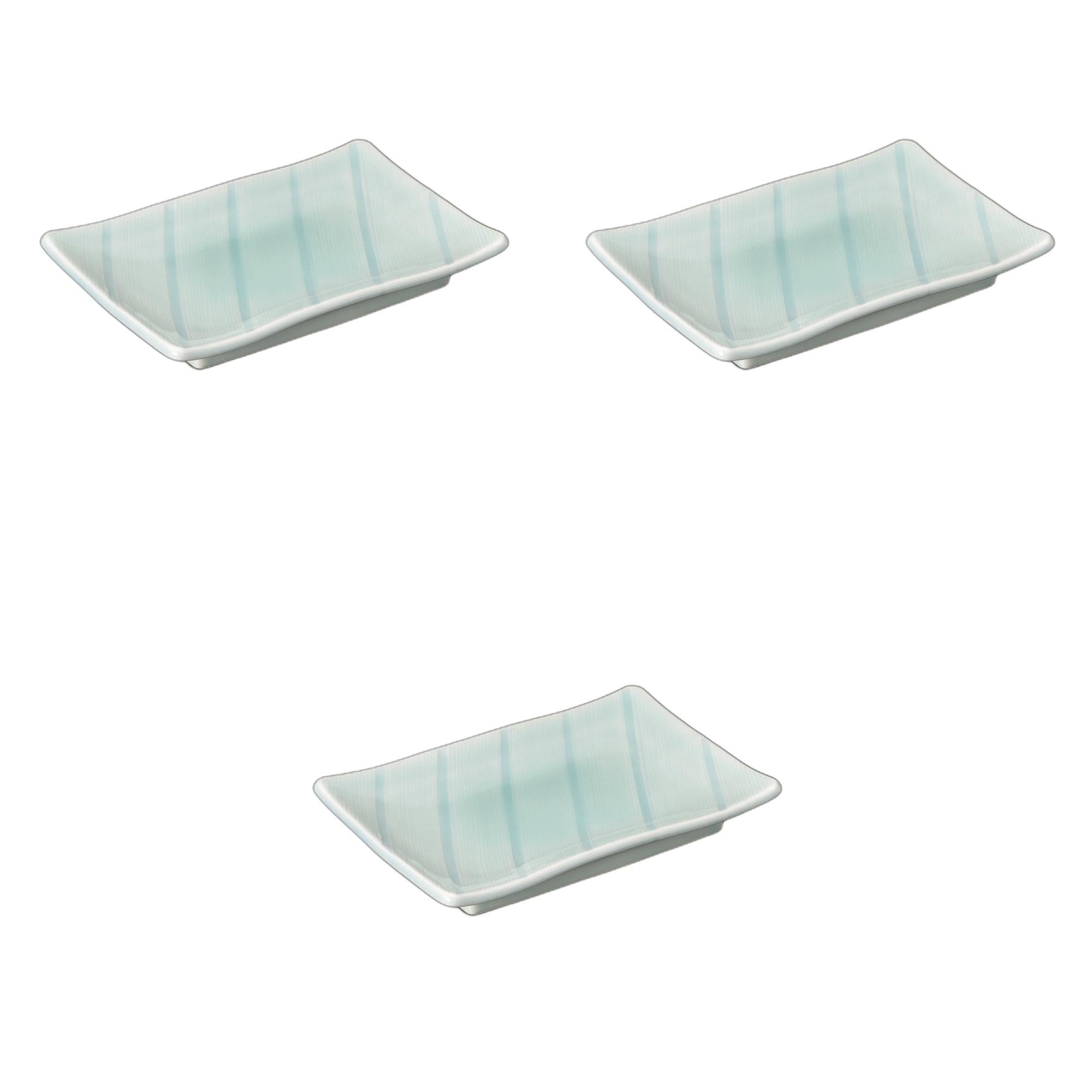 

Set of 3 Blue and White Porcelain Rippled Yakitori Plates x 15 x 3 Yakitori Setomonohonpo [22 cm] Plates, Ceramic,