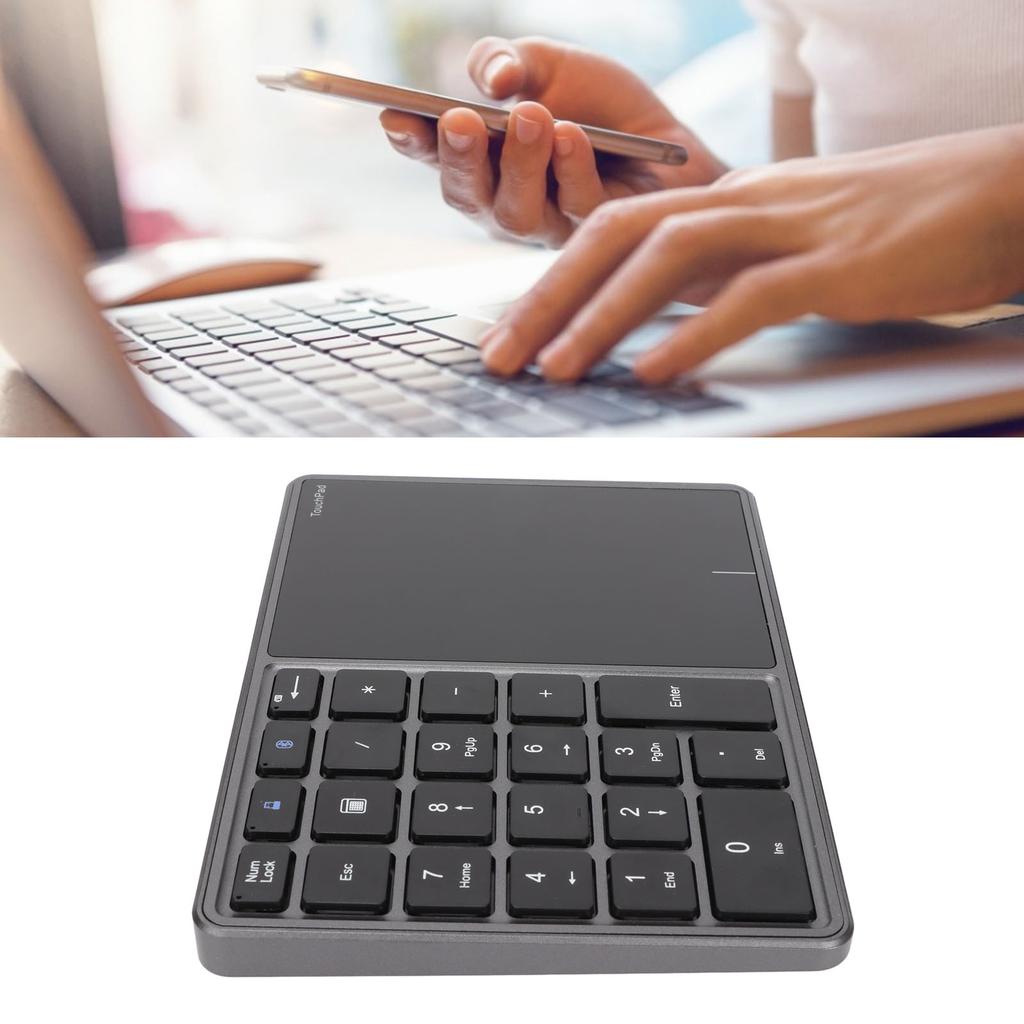 Wireless Numeric Keypad 2.4G Ergonomic 7.5 Degree Angle 10m Receiving Type C Port 22 Keys Number Keypad with Toucad