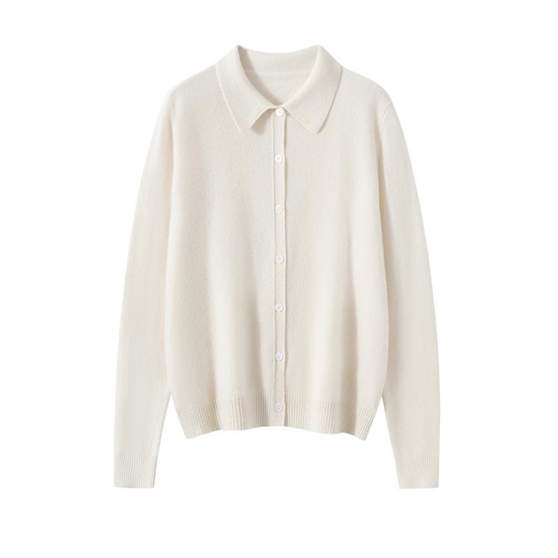 Women's 100% Cashmere Polo Neck Sweater - Versatile Autumn/Winter Knitwear Cardigan Blouse