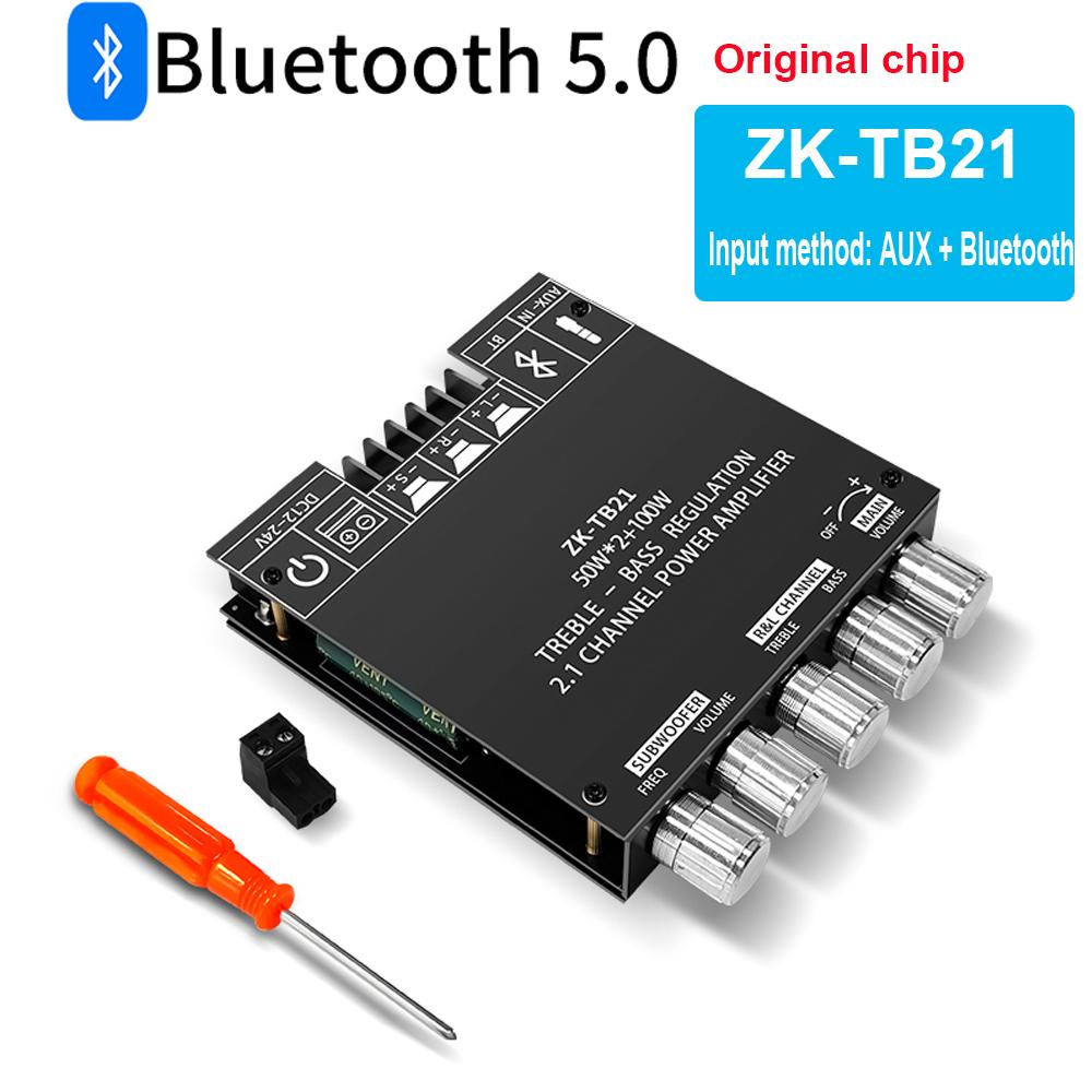 Bluetooth 5.0 Power Amplifier ZK-TB21 Amplifier ZK-MT21 Circuit Board 50W×2+100W Power 2.1 Channel Stereo Subwoofer Module