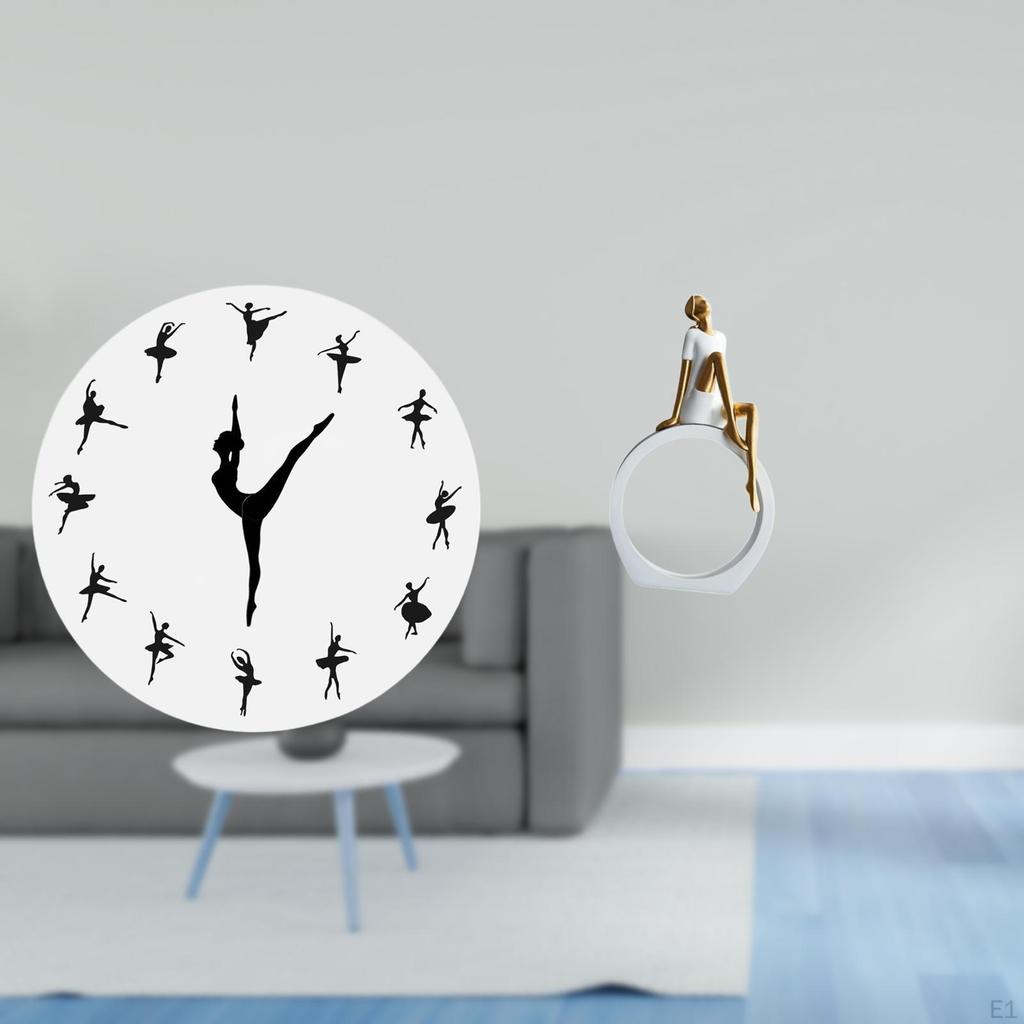 Ballerina Wall Clock Ballet Dancing Girl Statue Table Centerpieces Bedroom Decorative for