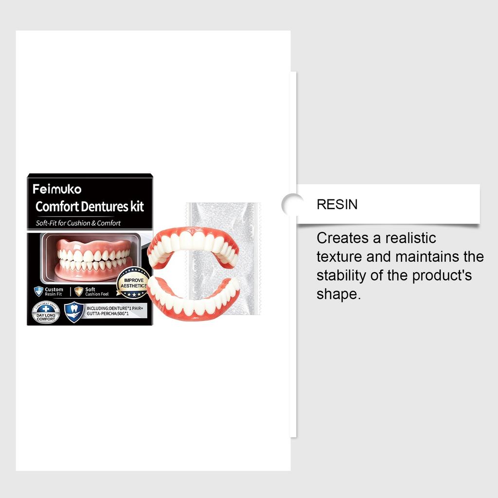 Full set of dental braces, upper and lower jaw silicone false teeth, comfortable and snug fit, suitable for both men and women