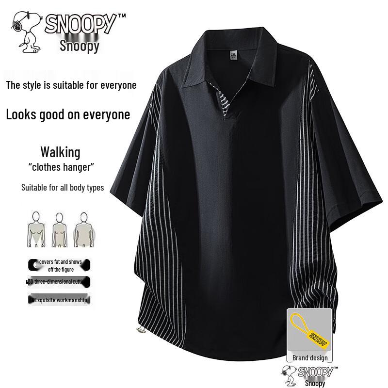 SNOOPY Men s Casual Short-Sleeve Polo Shirt 4XL