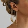 Metal Fringed Ear Hanging Without Ear Piercing Design, Sexy Spice Girl Style Exaggerated Cone Earrings