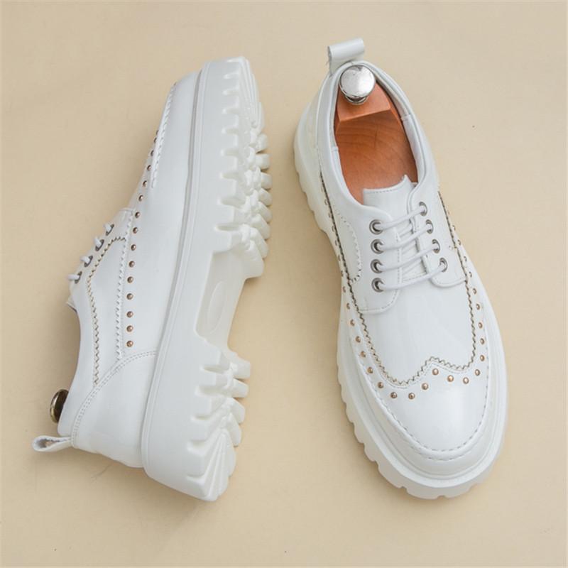 New Designer Men's Rock Punk Black White Thick-soled Lace Up Height Increasing Casual Shoes Walking Sneakers Zapatos Hombre