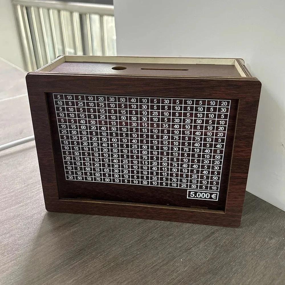 Money Box Wooden Piggy Bank Money Container for Cash Saving Treasure Coin Case 1000/5000/10000 Euro Helps The Habit of Saving