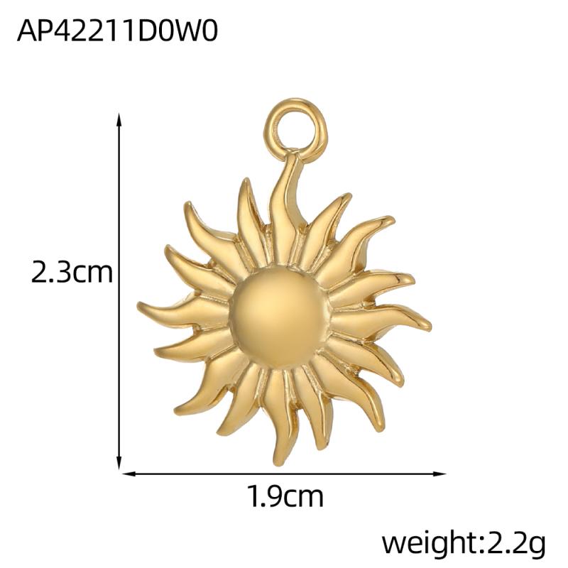 Colorful 18K Gold Plated Oil Drop Stainless Steel Charms Enamel Sun Flower Moon Pendants For Necklace Jewelry Making