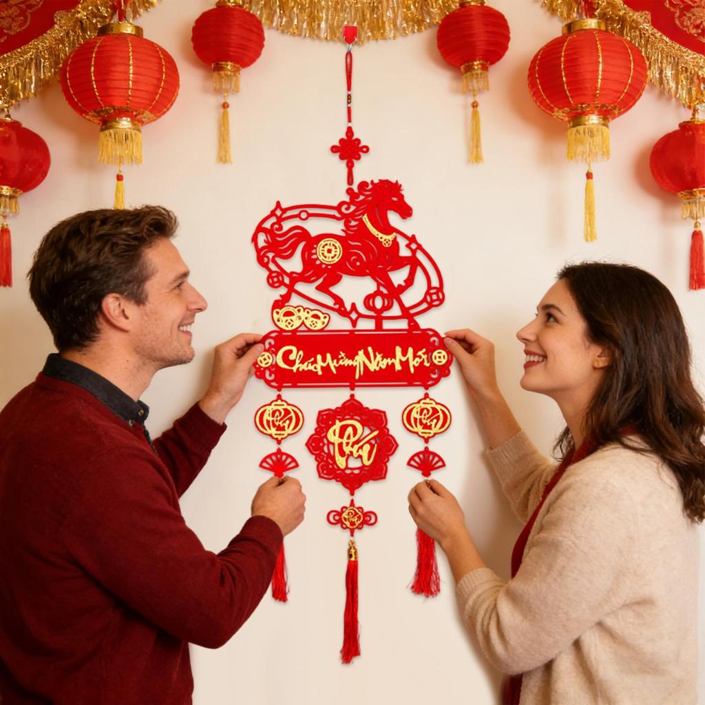 2026 Chinese Lunar New Year Ornament Year Of The Horse Felt Vietnamese Paper-cut Decorative Collectibles Home Decorations
