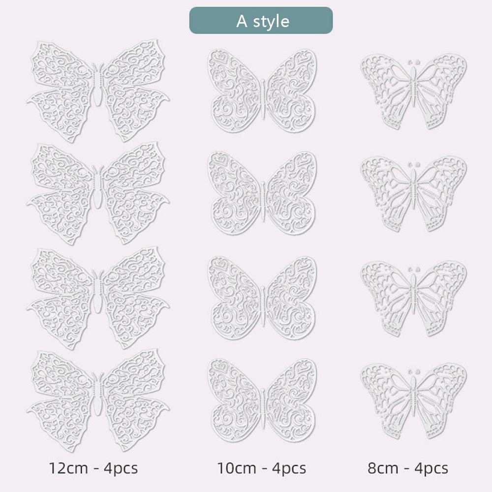 3D Metal Texture Hollow Simulation Three-Dimensional Butterfly Creative Design Wall Stickers Diy Home Double-Sided Tape
