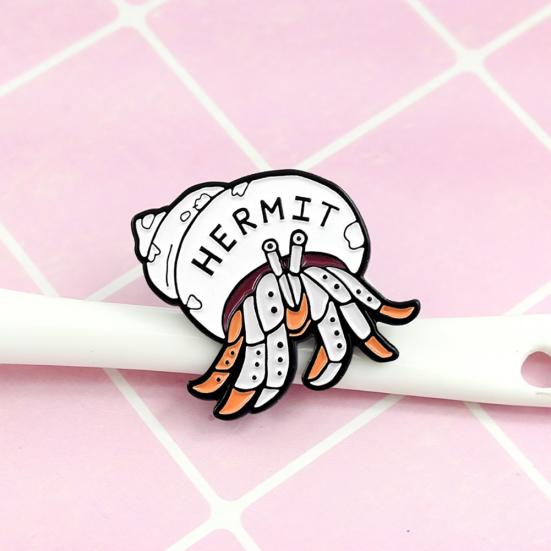 Cartoon Hermit Crab Enamel Brooch Pin Unisex Badge Denim Coat Clothes Decor