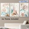 3-piece Set of Nordic Style Ocean Themed Frameless Canvas Decorative Paintings, Shell Coral Watercolor Art Hanging Paintings, Li