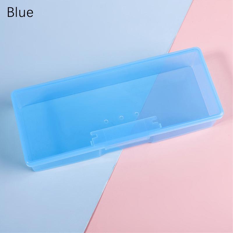 Nails Art Organizer Box Storage Tool Pen Brush Polishing Nail Buffer Files Holder Transparent Plastic Rectangle Container Salon